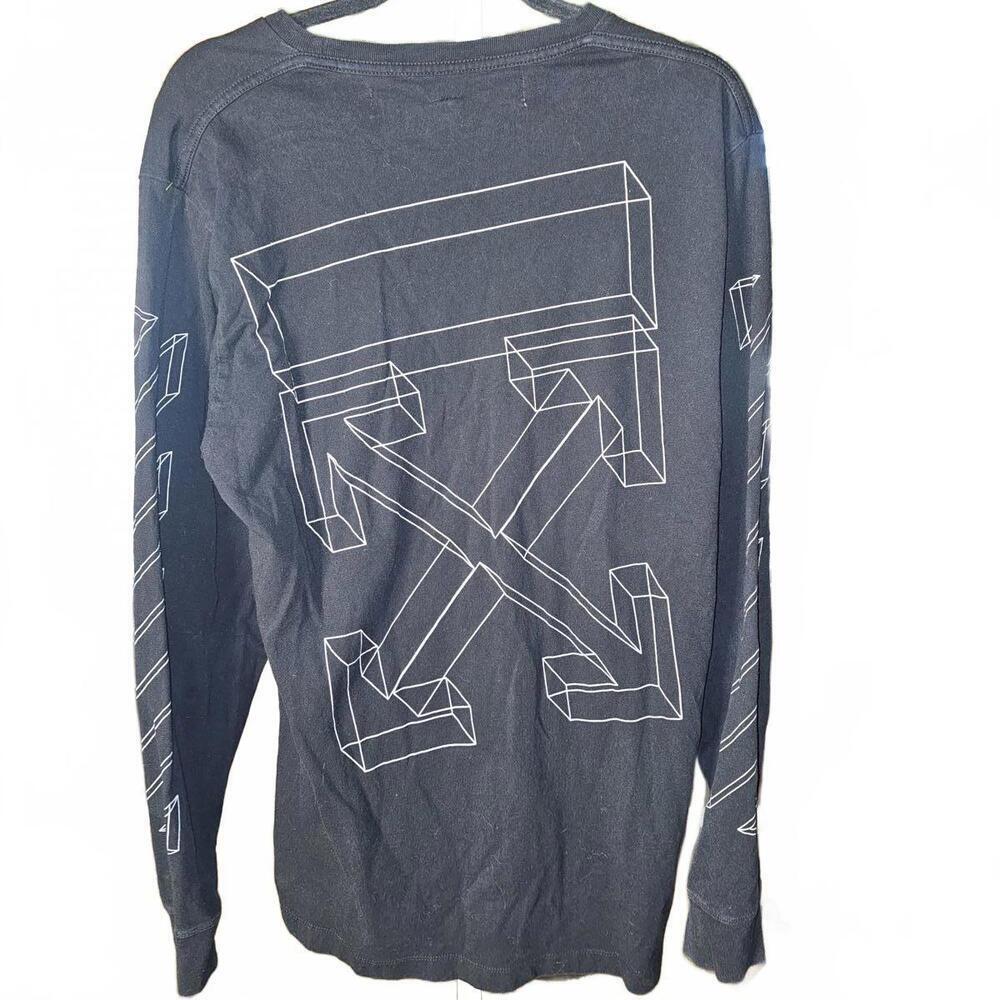 Off-White Black Long Sleeve T-Shirt with White Graphic Print